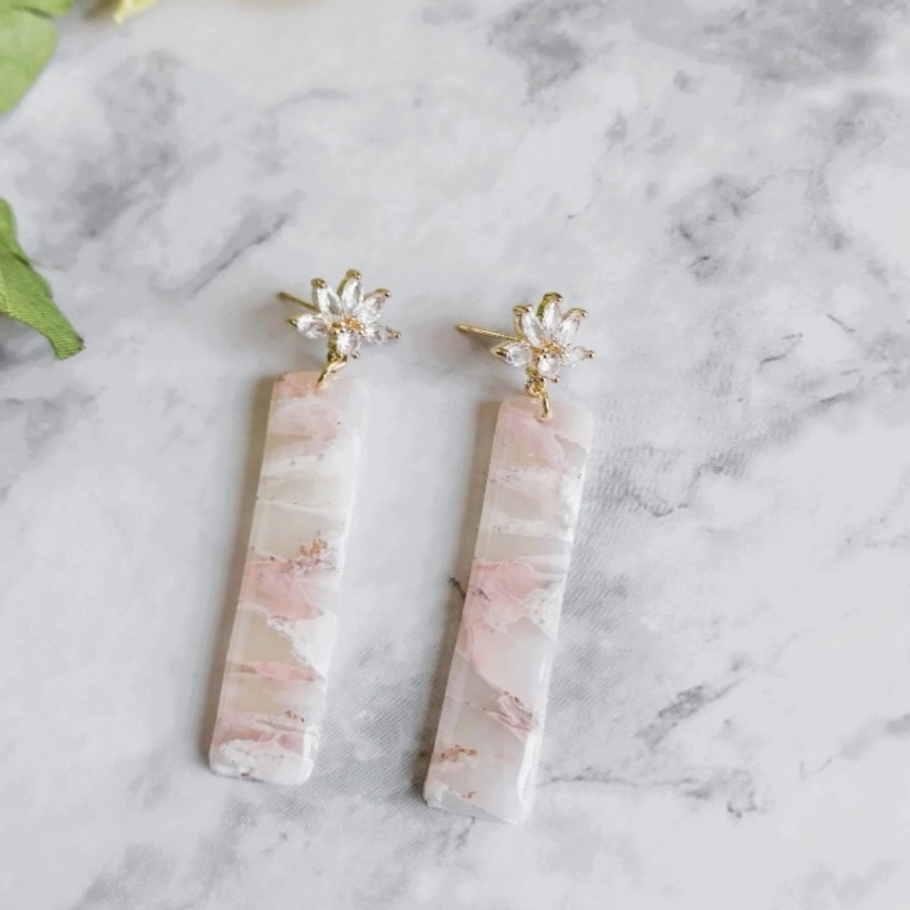 OpalGlaze Quartz Clay Earrings Blush Pink Handcrafted Earrings